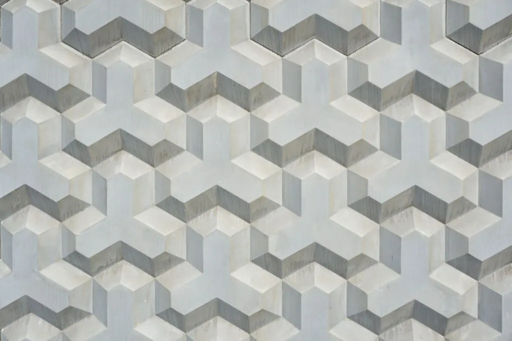 Geometric stamped pattern detail, one of the decorative concrete finishes Sedona Concrete offers in Columbus, OH